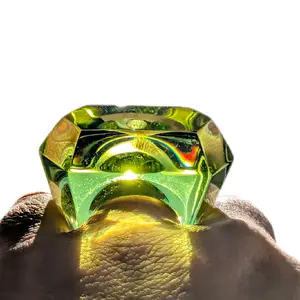 Green Diamond Sculptural Ring Statement Unisex Acrylic Ring Size USA 9.5 EU 19.5 Handcrafted with Striking Facets Unique Design Natural Acrylic Inclusions Perfect for Bold Style