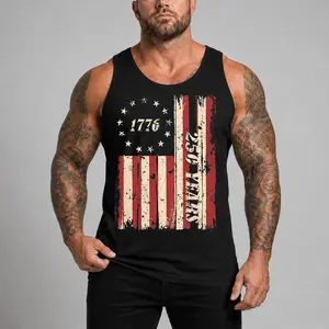 Retro Independence Day American Flag Tank Top Men | 250th Anniversary Graphic Vest