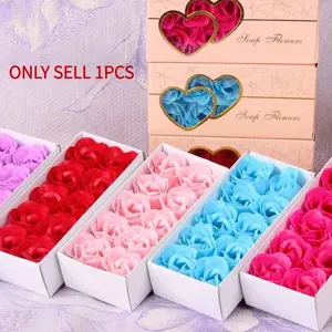 Tasteless Scented Bath Body Petal Rose Flower Soap Sperical Unique Party Wedding Gift Companions Home Bathroom Decor,Valentine's day Artificial Rose Flowers Presents