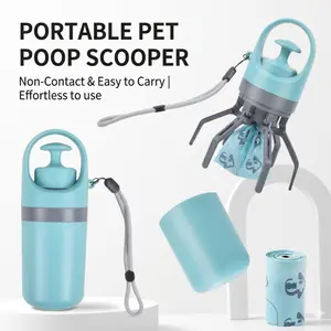 Portable Touchless Dog Poop Scooper, Six Claw Waste Grabber, Includes 1 Roll Trash Bags, Suitable for Small and Medium Dogs