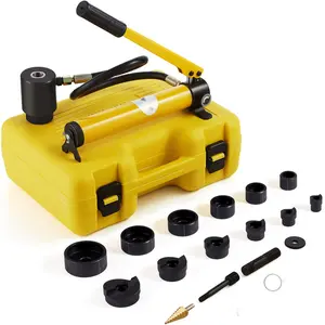 10 Ton Hydraulic Knockout Punch Driver Kit for Electrical Conduit and Metal Framing: Hole Tool Set with 1/2-Inch to 2-Inch Capacity, Includes 6 Dies, Heavy-Duty Professional Grade Quality
