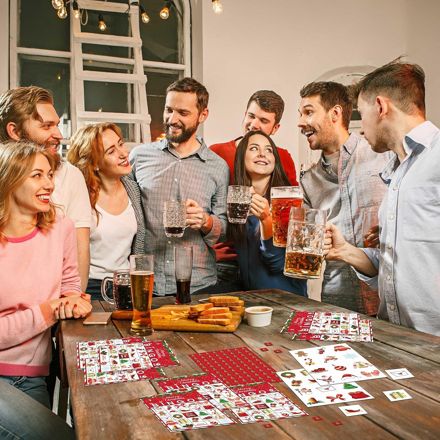 Bingo Game, Christmas Bingo Games for Family, Xmas Party Games Cards, Party Favors Supplies Decorations, 24 Players Game