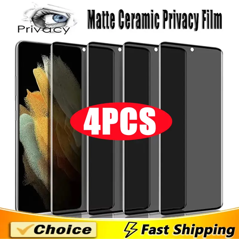 4Pcs Matte Ceramic Privacy Screen Protector For Samsung Galaxy S22 S21 S20 S23 S24 Ultra Note 20 10 S8 S9 S10 Plus Anti-Spy Film