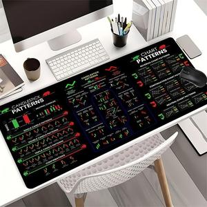 Stock Market Chart Pattern Mouse Pad, Rectangle Gaming Mouse Pad, Non-slip Rubber Base Mousepad, Office Desk Keyboard Mouse Mat for Home Office Game Room Desk