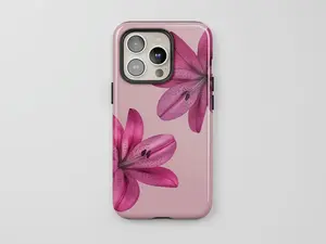 Pink Lily Phone Case, Chic Aesthetic, Trendy Floral Collage, Gift Idea Applicable to iP15Promax ip14Pro mobile phone case 12 trendy brand 13 anti-fall cover 14Promax 15Pro cute Plus phonecase Accessories Acrylic casetify