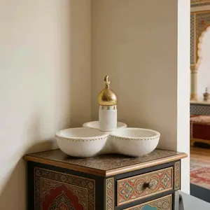 1pc Ramadan sculpture decoration (three-story round stacking), Muslim Eid decoration, creative Middle East architectural style decoration, suitable for living room, office entrance - perfect for Ramadan and festive occasions, Religious Home Decor