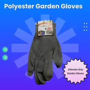 2-Pack Gray Abrasion-Resistant Polyester Gardening Gloves, Washable Palm Work Gloves for Household Use
