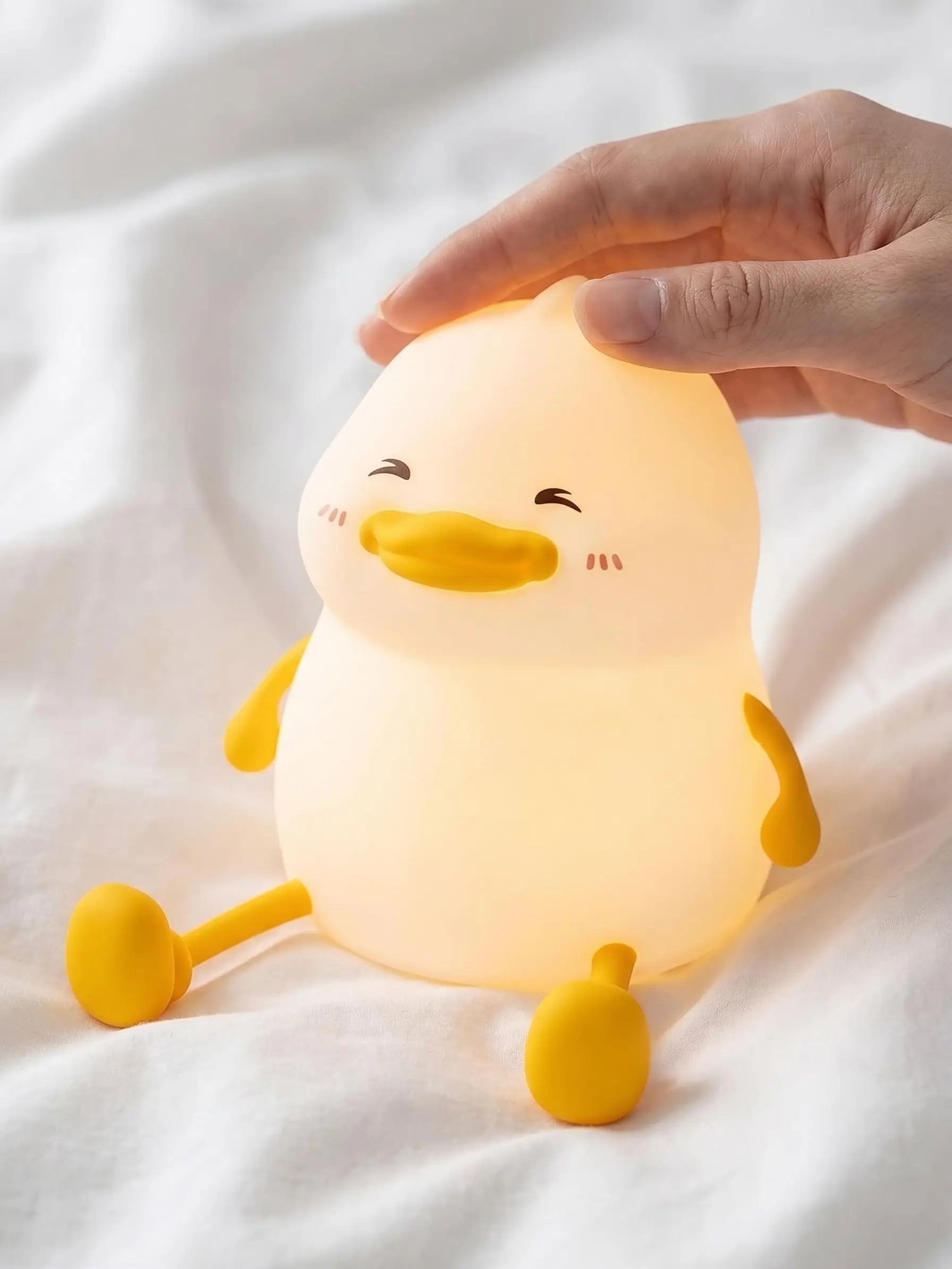Duck-Shaped Silicone Nursery Table Lamp for Kids, 3-Level Dimmable Adjustable Lighting, Rechargeable LED with Batteries, Cozy Glow, Nursery Decor, Gift-Ready Indoor Home Light, Ambient Night Lamp