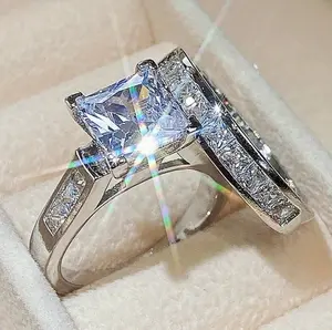 2pcs Square Ring Set for Women, Geometric Stackable Rings, Everyday Fashion Jewelry