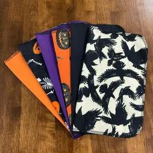 Halloween 6 Pack Eco-Friendly Kitchen Paper Towel Replacement Cotton Flannel Wiping Cloth Wipes 10x12 Inches Reusable Absorbent Machine Washable