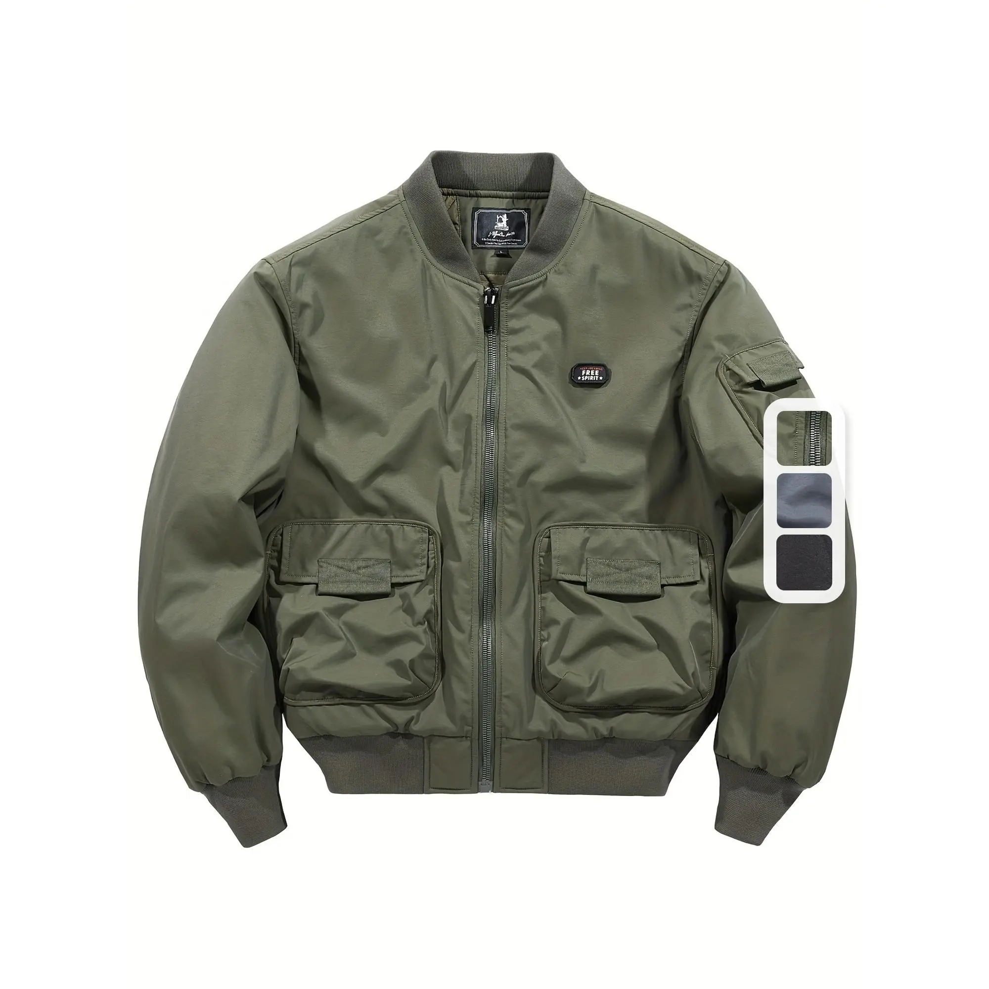 Men's Casual Print Bomber Jacket, Polyamide Menswear with Mandarin Collar, Pockets, and Drop Shoulder Sleeves for Outdoor Cycling, Coats, Long Sleeve, Print Pattern