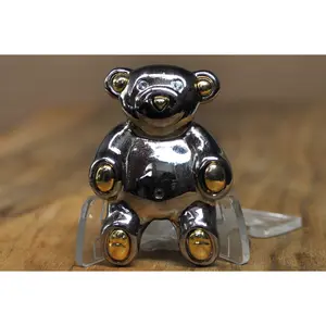 Vintage Liz Claiborne Two-Tone Teddy Bear Brooch with Crystal Eyes -  LC Liz Claiborne Gold & Silver Tone Teddy Bear Pin with Rhinestone Eyes