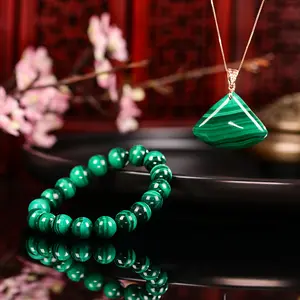 Brack Friday Happiness Crystal malachite bracelet and pendant set