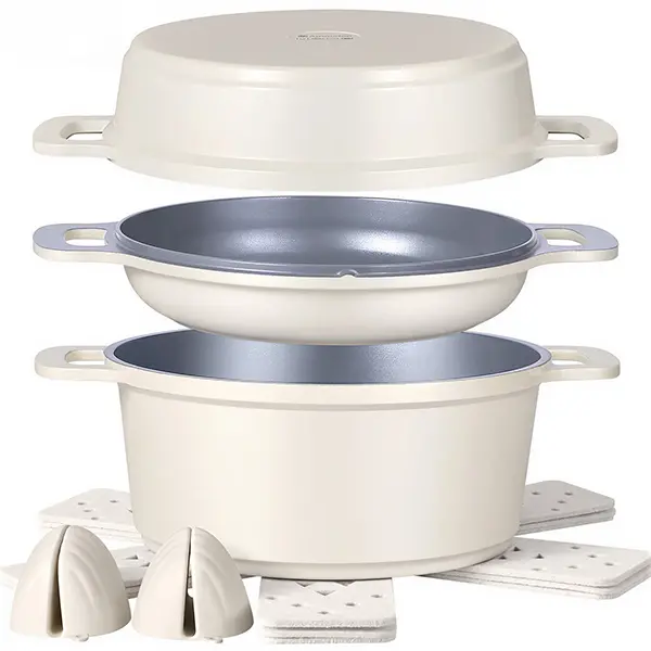 8-Piece Pots and Pans Set Nonstick, 4.5 Qt Ceramic Stock Pot with Lids, All-in-1 Soup & Cooking Ware, Induction Ready All Cooktops, Oven & Dishwasher Safe, PFOA/PFAS-Free Non-Toxic, Easy-Clean Stackable Kitchen Cookware Set, Oven Safe, Lead/Cadmium Free