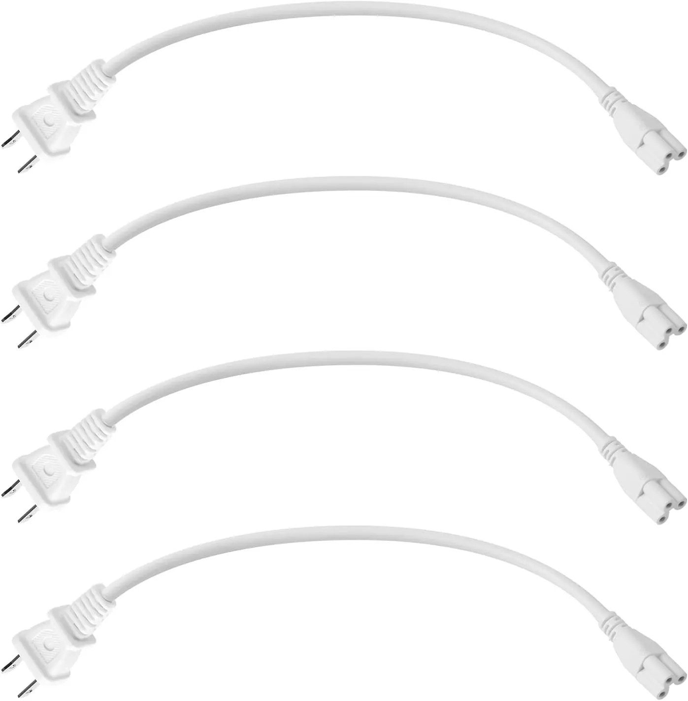Barrina T5 1FT Power Cord, 2-Prong US Plug, Female End, 4 Packs – Connect Power Cable for Shop Light, Grow Light Fixtures