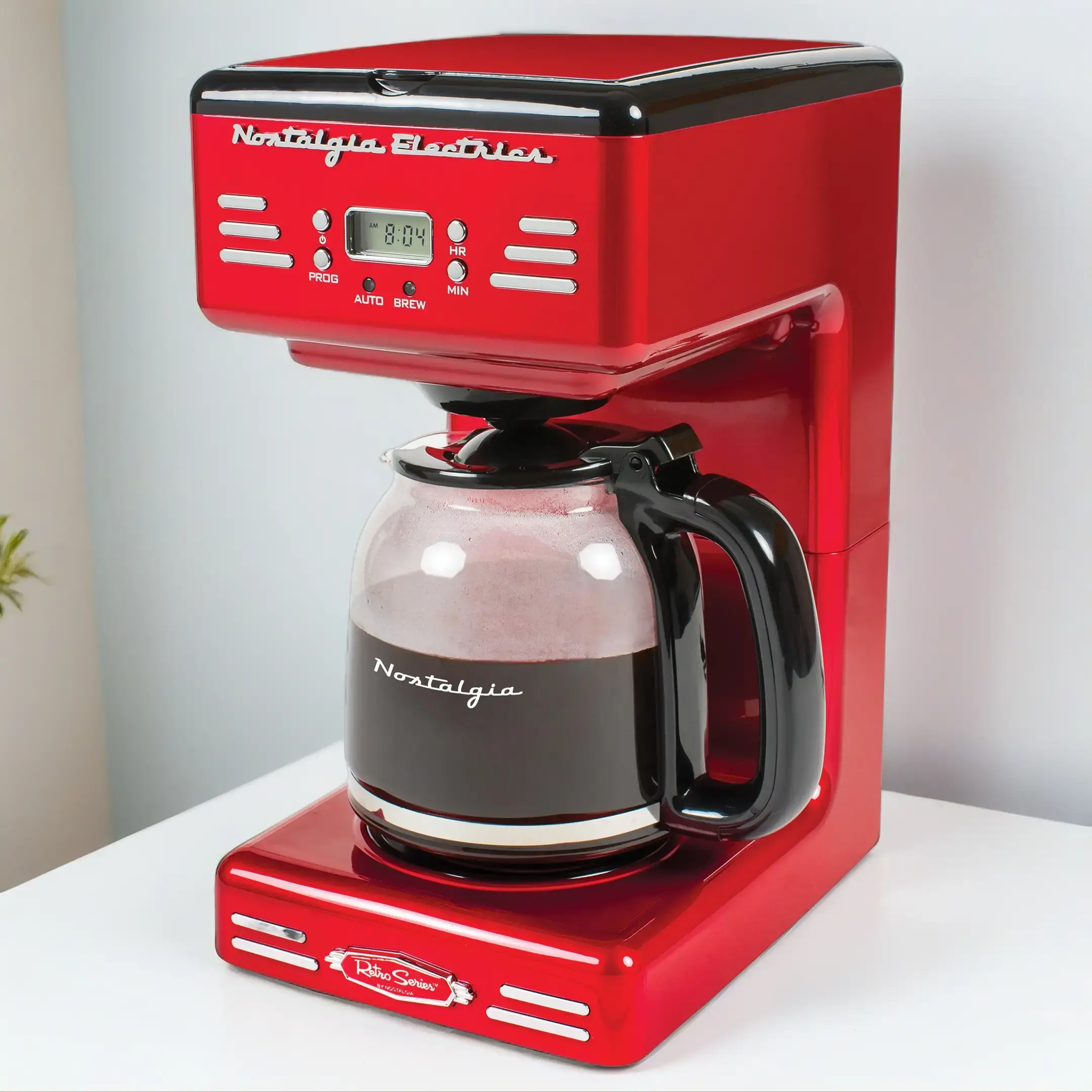 Retro Coffee Machine - 12-Cup Brew, Programmable, Delay Timer, Auto Shut-Off, Ideal for Home Users