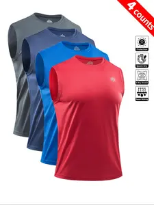 Men's Solid Color Sports Singlet, Quick Drying Breathable Sports Tank Top, Casual Sporty Sleeveless Top for Gym Workout Running, Men's Sportswear Clothing for Summer, Fitness Workout Vest