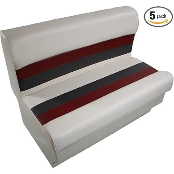 Horizon 3001-3010-AAEC 37 in. Premium Series Durable Pontoon Boat Bench Seat Cushion Set, Removable Seats, Base White/Red/Charcoal, Fade-Resistant, High Compression Foam Padding, 37x24 in