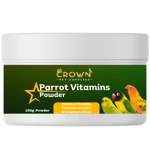 Parrot Vitamins Powder – Vitamin B Complex & C Supplement for Birds – Supports Feather Health, Appetite, Digestion, Vision, Metabolism & Reproductive Health