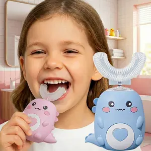 Kids U Shaped Electric Toothbrush with 3 Brush Heads, Sonic Toothbrush Kids with 5 Modes, 360-Degree Cleaning IPX7 Waterproof Design