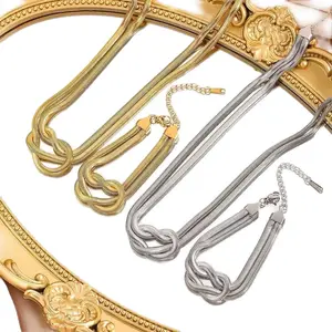 2-Piece Sets Stainless Steel Jewelry Collection - Elegant Gold & Silver Tone Chains for Accessories