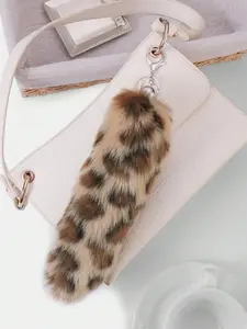 Fox tail keychain bag pendant natural color nine-tailed fox tail stage performance props, gradient color plush tail keychain, metal chain fashion exquisite pendant  personalized creative design niche versatile Fuzzy keychain