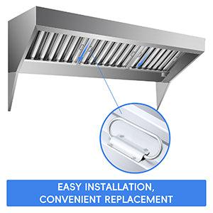 GARVEE Hood Filter, 5 Grooves Commercial Kitchen Range Hood Filter, 430 Stainless Steel, For Grease Rated Commercial Kitchen Exhaust Hoods, 6-Pack - 19.5 x 19.5 Inch