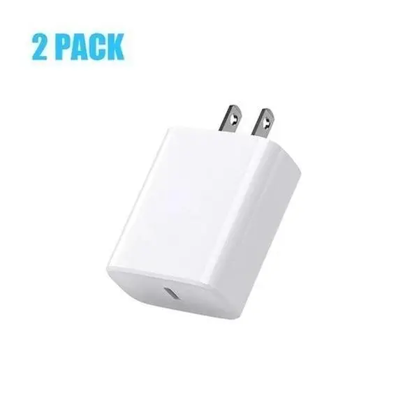 2-Pack Portable 20W USB-C 3.0 PD Fast Charger with Integrated Safety Guard, USB-C Plug & Adapters for iPhone 17/16/15/14/13/12/11 & Samsung Mobile Digital Devices Charging Needs