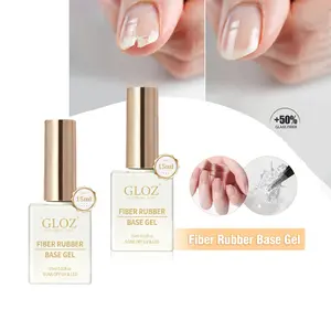 GLOZ 2Pcs 15ml Fiber Rubber Base Gel, Soak Off UV LED Nail Gel, Transparent Building Gel for Nail Repair & Strengthener, Long Lasting Durable Nail Extension Gel for Salon & Home DIY Nail Art