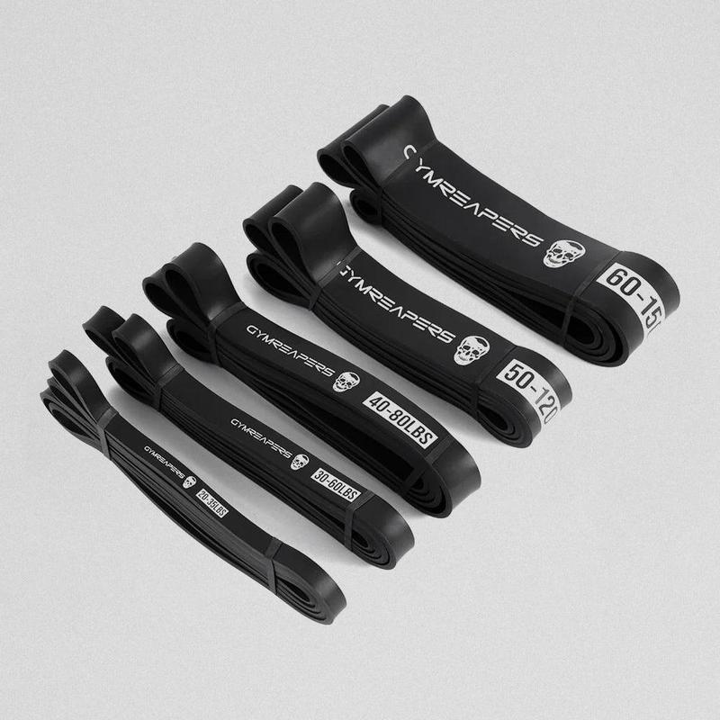 GYMREAPERS All Black Resistance Band Set - 5 Levels & 20-150 lbs, 41 inches, Versatile Workout Accessory for Home or On-the-Go, Fitness Equipment for Enhanced Mobility and Strength Training
