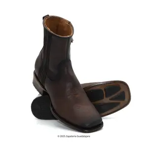 Dakota Crazy Brown Leather Boot with zipper-DIT091C