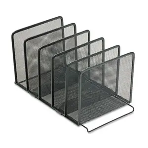 212 MAIN Rolodex Mesh Stacking Sorter - 5-Section Metal Stackable Organizer, 8.5w x 14.25d x 7.5h in Black Steel, Office File Sorting Storage Organization