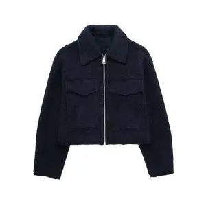 Women’s Cropped Corduroy Jacket Coat, Casual Fashion Bomber Jacket Outerwear, Stylish Design for Daily Wear & Outdoor Activities, Perfect for Spring & Fall Seasons