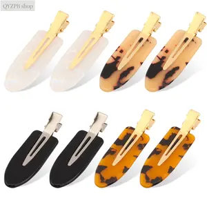 Acetate No Bend Hair Clips for Styling, Tortoise Shell Duckbill Hair Pins for Makeup & Side Bangs, Seamless No Crease Salon Clips for Women Daily Hairstyling