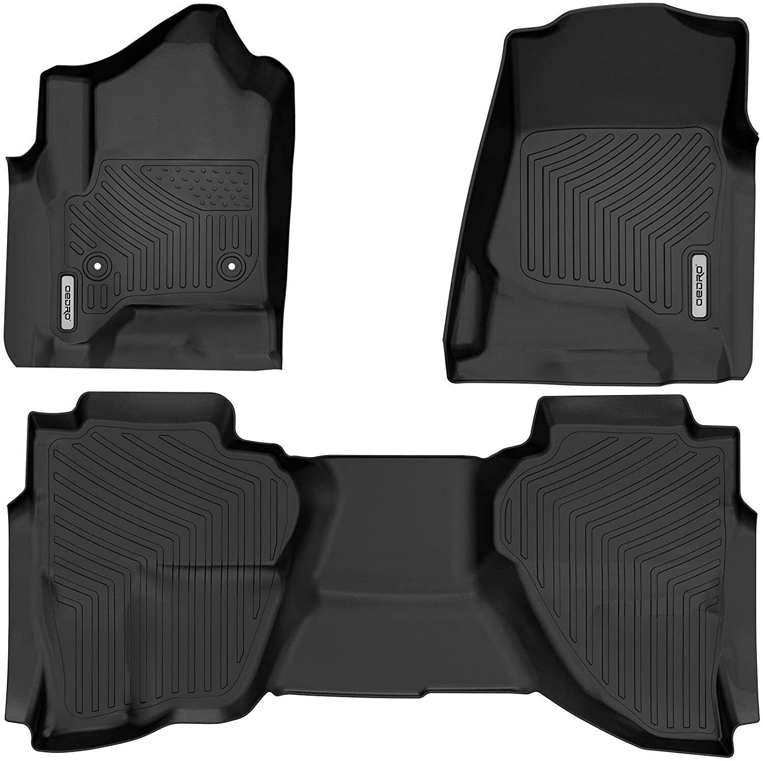 YITAMOTOR Floor Mats for 2014-2018 Chevy Sliverado /GMC Sierra 1500 Double Cab, 2015-2019 Chevy Silverado/GMC Sierra 2500HD 3500HD, 2019 Silverado LD/Sierra Limited, All Weather Guard 1st and 2nd Row