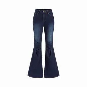 Cider Stretch Cider Denim Low Rise Washed Ruched Flared Jeans