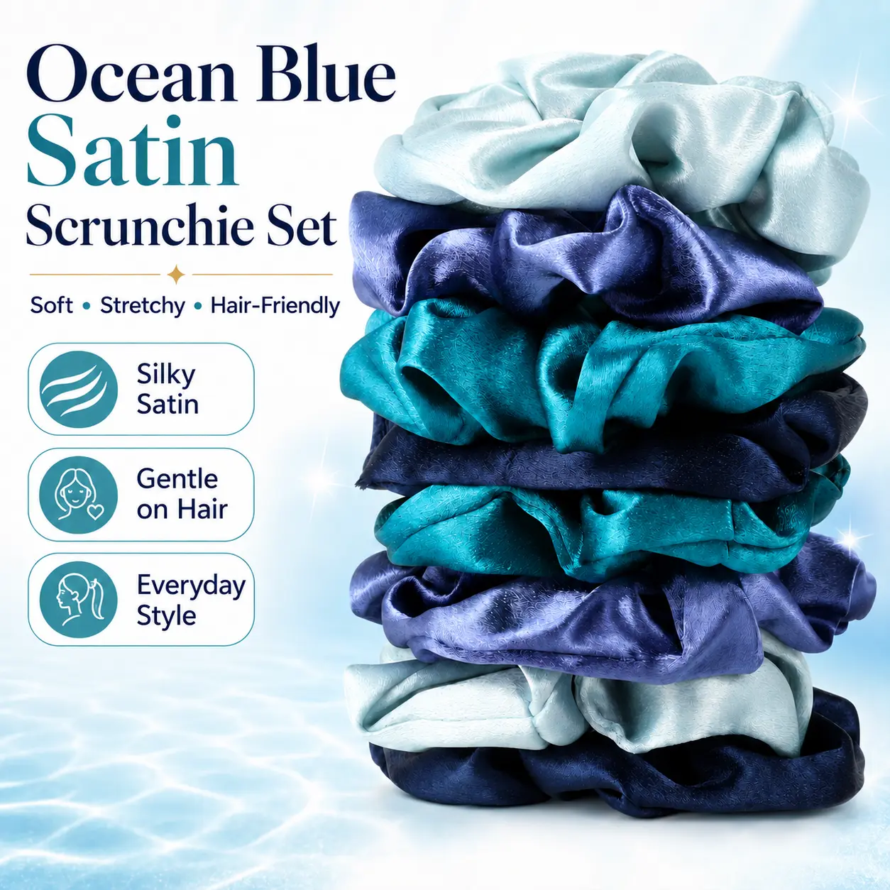 8-Pack Satin Hair Scrunchies, 100% Polyester, Soft Silky Hair Ties, Non-Damaging, Morandi Pastel Hair Accessories（Pre-Order）