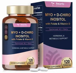 Myo-Inositol & D-Chiro Inositol Supplement Capules 3075mg, Plus Multivitamin Vitamin D3, Folate, Ideal 40:1 Ratio - Hormonal Balance for Women & Ovarian Support | Vegan, Non GMO - 120 Caps