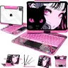 [FallStockUp]NAIDUN Latest 360 Swivel Keyboard with Y2K Style Transparent Case for iPad Tablet Accessories Pink Silicone Backlit Keys Wireless Wireless Portable Keyboard
