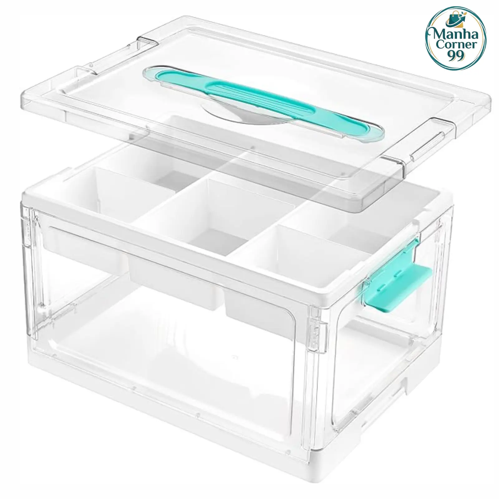 1-2 Pack 24QT Clear Plastic Craft Organizers and Storage Box with Removable Trays and Dividers