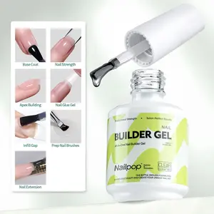7-in-1 Builder Gel for Nails, Nailpop 15ml Self-Leveling UV Gel, Multi-Functional for Base Coat, Nail Repair & Infill, Long-Lasting 21-30 Days Wear