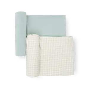 Stretch Knit Swaddle Blanket 2 Pack - Frost Green