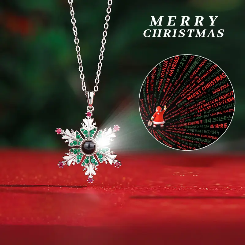 L&M Photo Customized Necklace HD Photo Projection Christmas Snowflake Pendant Exclusive Custom Women Original Design Gifts for Women Christmas Gifts for GF Gifts for Mom Gift for Girlfriend,custom gift necklace ad