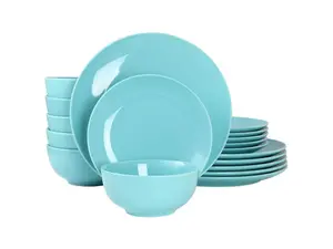 Elama Luna 18 Piece Porcelain Dinnerware Set in Blue