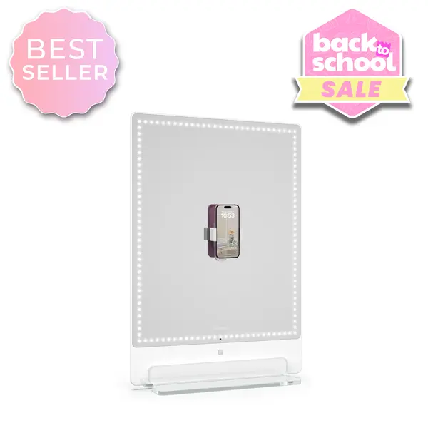 RIKI TALL | Luxurious LED Tabletop Vanity Mirror with Bluetooth Remote Control no Heat Generation, With Charging port