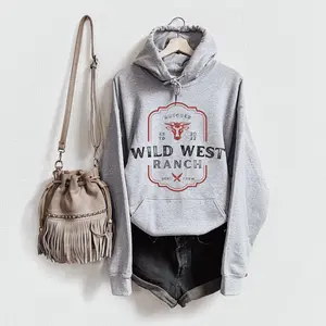 Wild West Ranch Unisex Hoodie Farm Graphic Sweater Trendy Vintage Faded Country Cowboy Hoodie Aesthetic Trendy Yellowstone Casual Classic