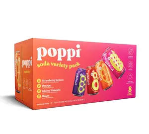 Poppi Prebiotic Soda, Variety Pack, 12 oz, 8 Pack Cans