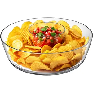 - Charlie - Plastic Chip and Dip Bowl, Clear Serving Platter, Unbreakable Party Appetizer Tray, , Dishwasher-Safe,  for Chips, Salsa, Veggies, Snacks, and