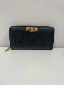 Pre-owned Leather Small Leather Goods Gucci Interlocking G Zip Around Wallet in black (JPD04 10)