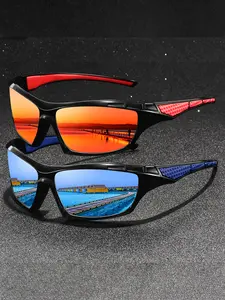 2pcs men's and women's gingham pattern sports sunglasses, Sports eyewear, come in various color options, UV400 protection, classic gingham-patterned frames with rubber nose pads and temple tips for comfortable wear, suitable for various outdoor activities